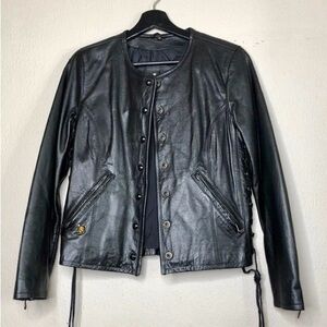 Women’s Harley Davidson Leather Jacket with Corset Side Lacing XS